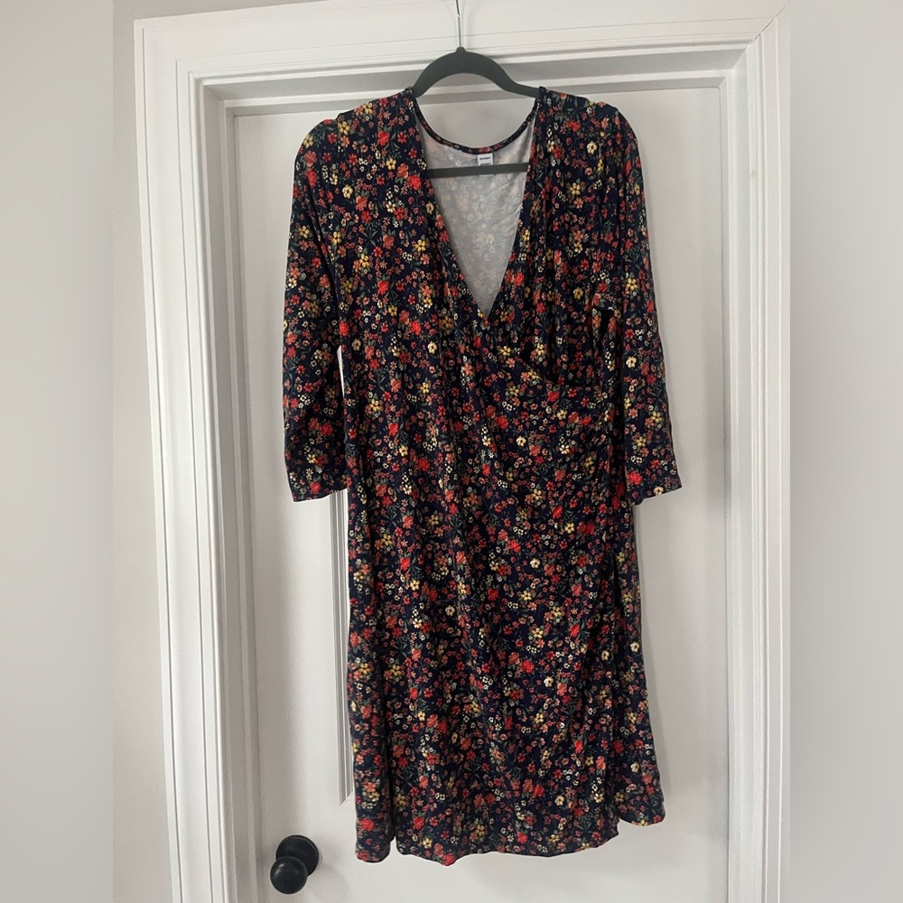 Floral Wrap Dress-Maternity L